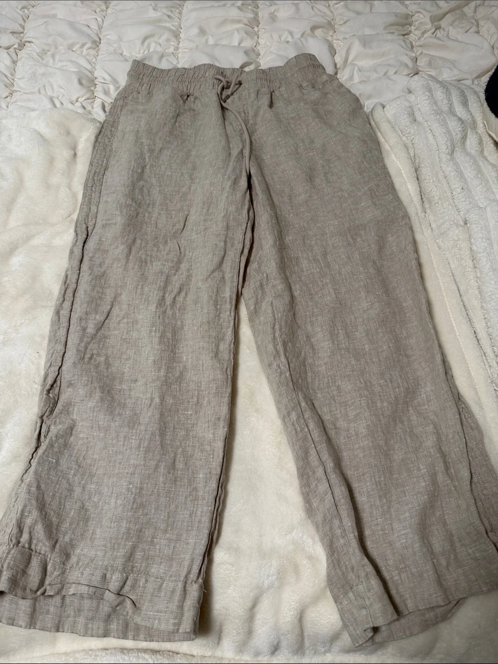 Quince Linen-Blend Drawstring Chinos in Taupe